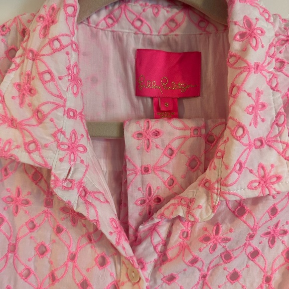 Lilly Pulitzer CARTLEY elbow sleeves eyelet shirtdress, 8 - Picture 9 of 10